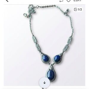 Elegant Silver and Blue Pendant Necklace great piece for denim trend for spring